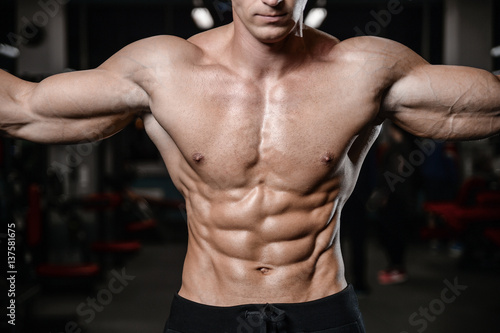 young man train in gym healthcare lifestyle sexy caucasian man.