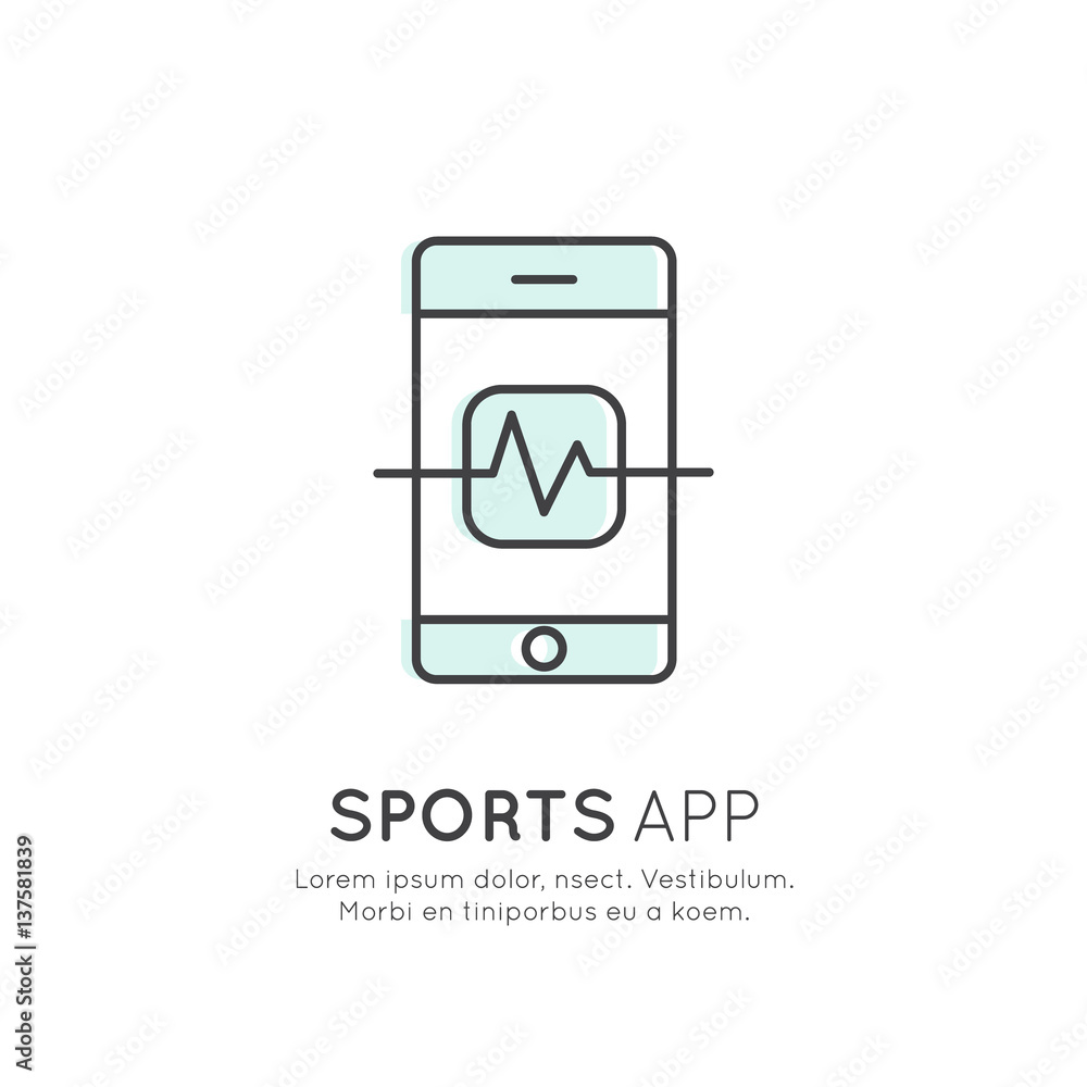 Vector Icon Style Illustration Concept of Sports App, Tracker Application, Cardio Training, Pulse Screen, Isolated Symbol for Web, Mobile or T-Shirt Design Vector Icon Style Illustration Concept of Sports App, Tracker Application, Cardio Training, Pulse Screen, Isolated Symbol for Web, Mobile or T-Shirt Design