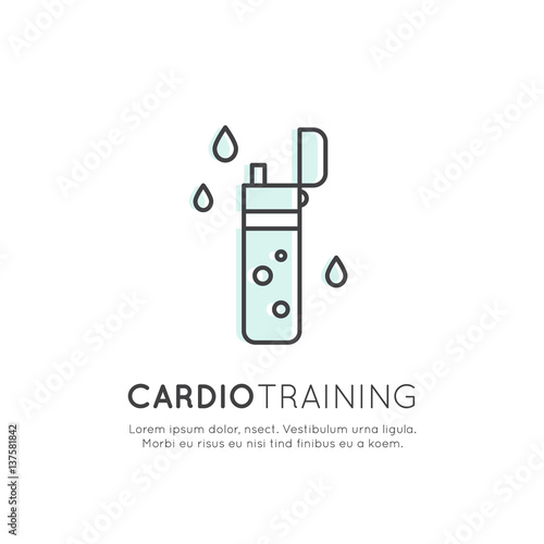 Vector Icon Style Illustration Concept of Sports Bottle, Water, Protein Shake or Fitness Cocktail, Isolated Symbol for Web, Mobile or T-Shirt Design