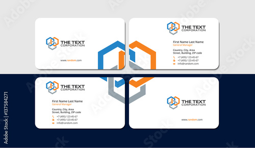 business cards build, colored hexagons, professional design