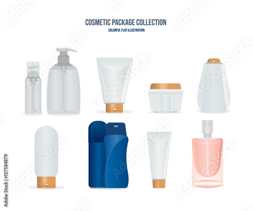 Concept of cosmetic and toiletry kits for men and women.