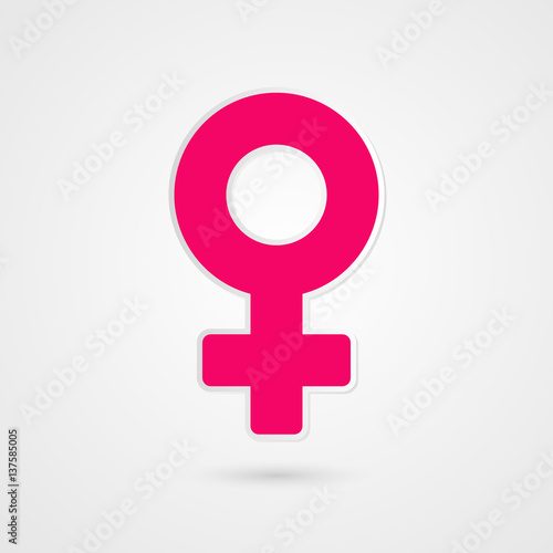 Woman symbol. Female sign illustration. Pink vector icon isolated on grey gradient background
