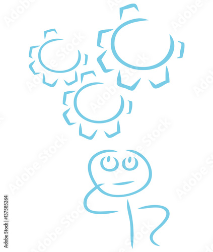 Strichmännchen Denkt über Problem nach