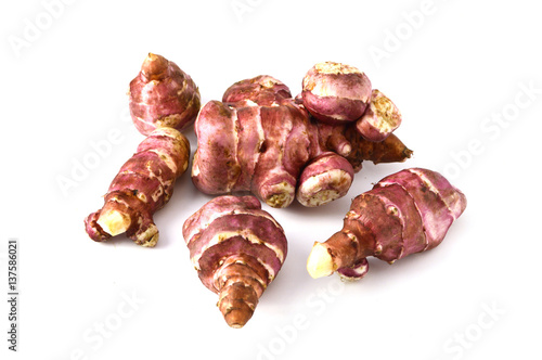 White background is sweet potato, Jerusalem, pictures 