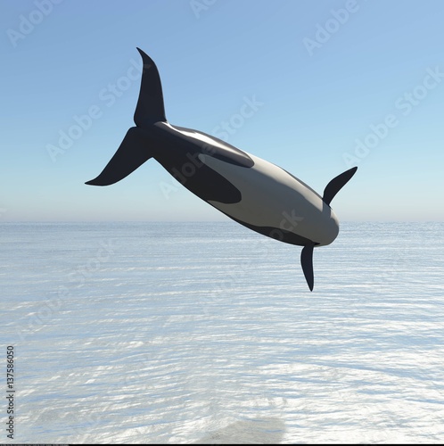 Killer Whale Jumping 3d rendering © satori