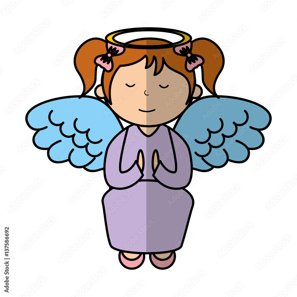 little girl angel character vector illustration design Stock Vector ...