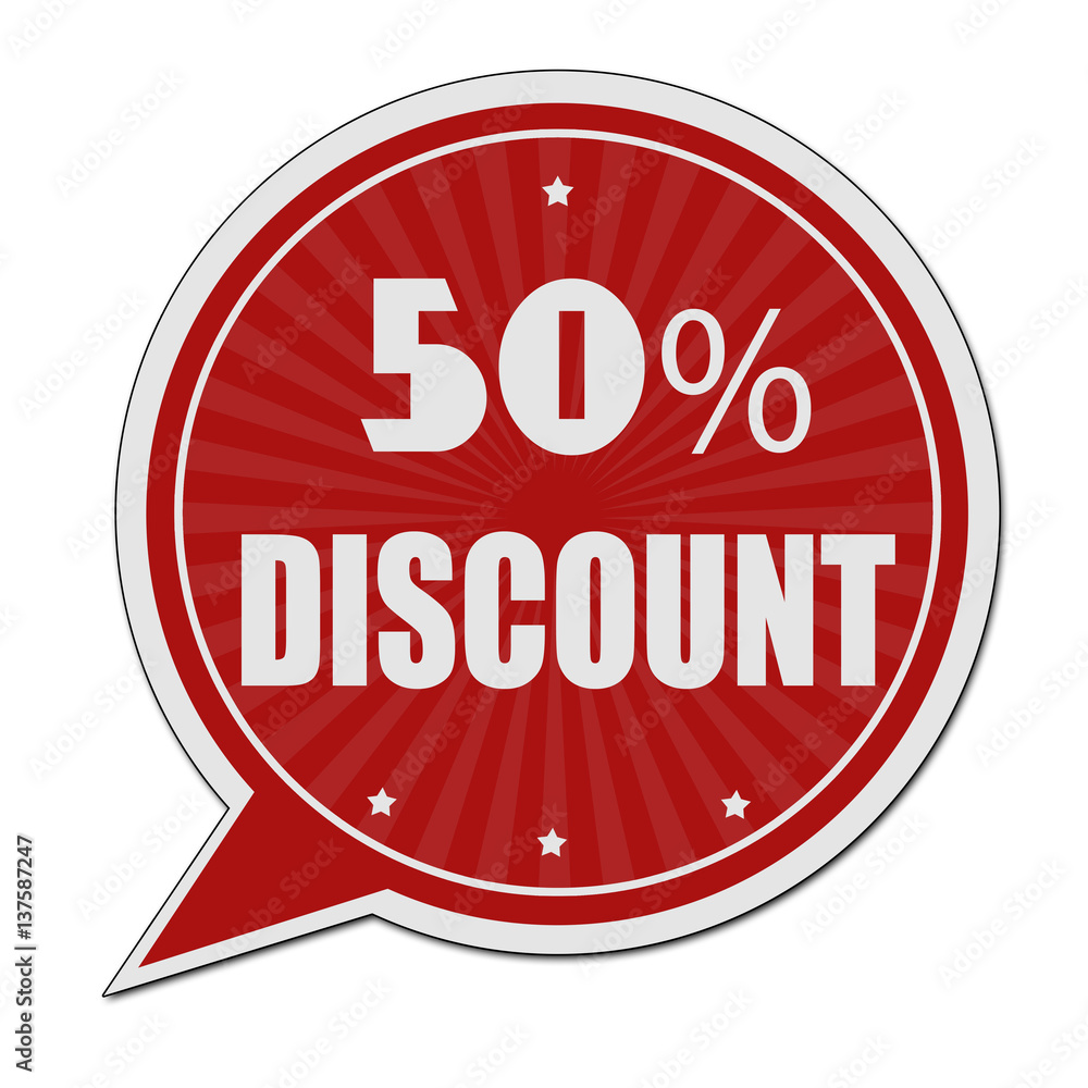 50% discount red speech bubble label or sign 50% discount red speech bubble label or sign