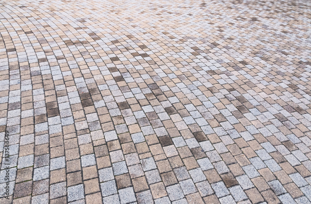 Fototapeta premium Duotone yellow and Gray Brick Stone on The Ground for Street Road