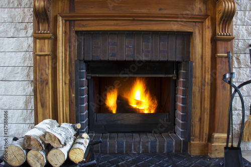 Great Home Fire burning in the fireplace.