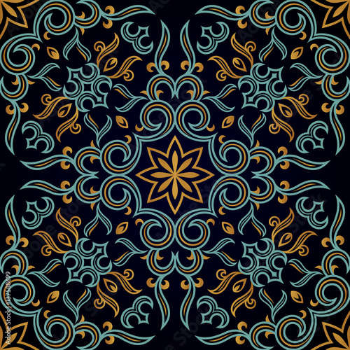 Vector seamless gold pattern with art ornament. Vintage elements for design in Victorian style