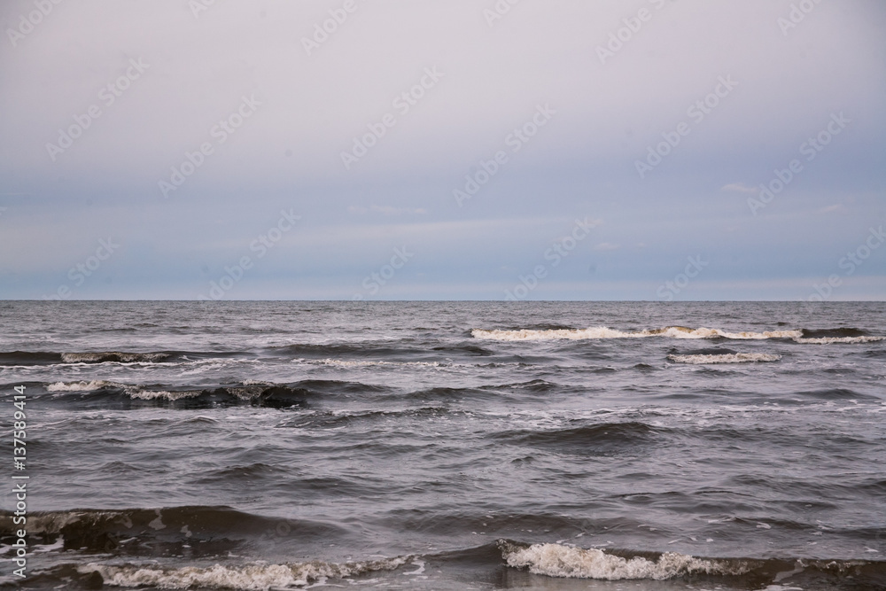 cold Baltic sea in winter in Jurmala city near Latvia capital Riga traveling Europe minimal background