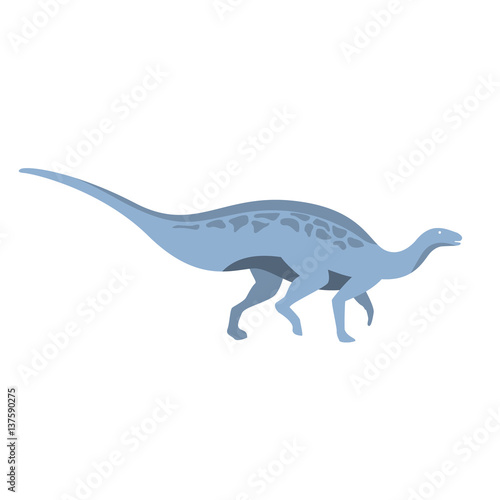 Blue Herbivorous Dinosaur Of Jurassic Period  Prehistoric Extinct Giant Reptile Cartoon Realistic Animal