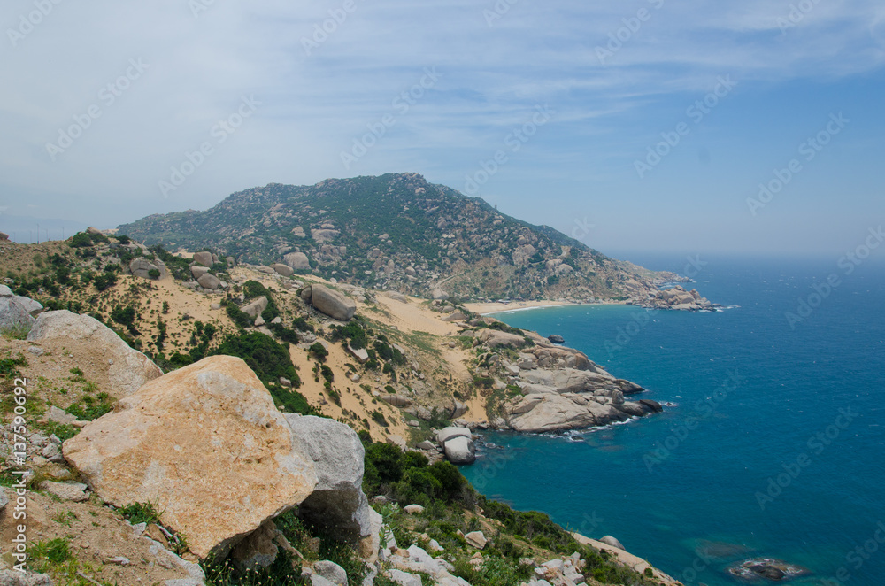 Fototapeta premium Beautiful coastline landscape at Ninh Thuan