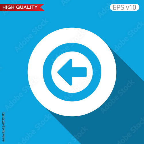 Colored icon or button of back arrow symbol with background