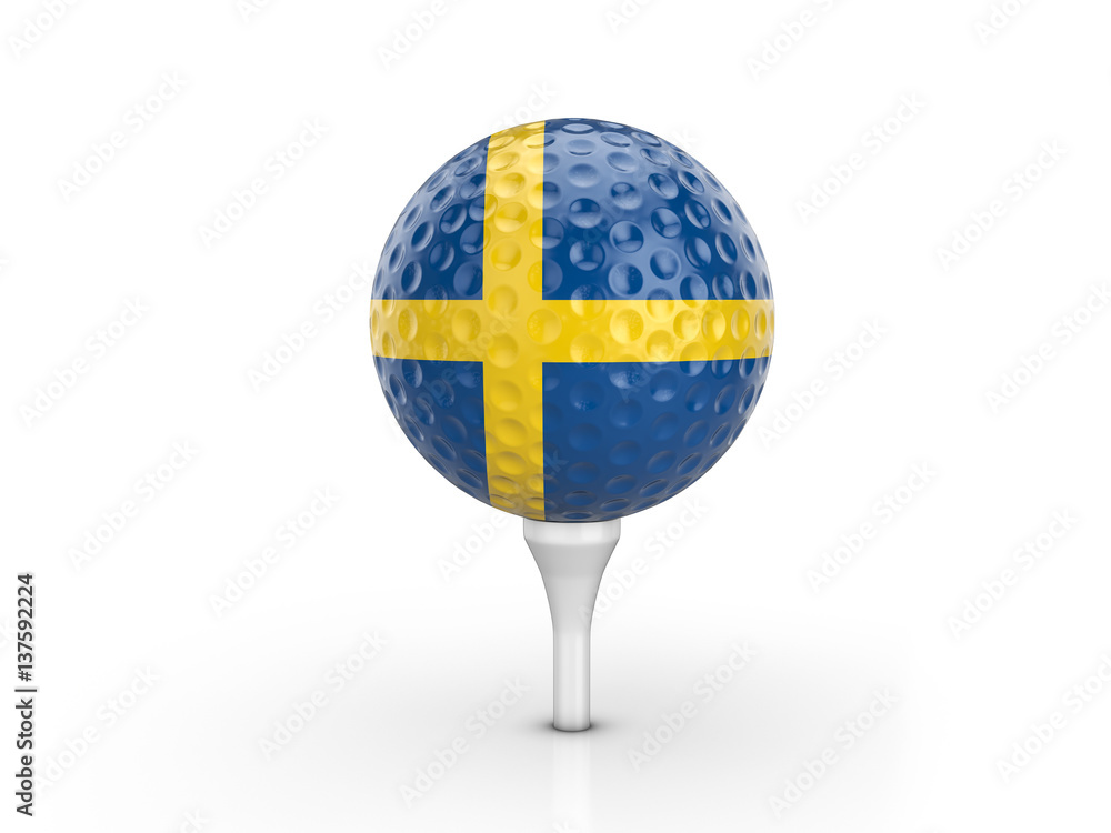 Golf ball Sweden flag