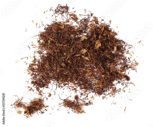 Dark tobacco isolated on white background, bright Virginia with dark rich Kentucky