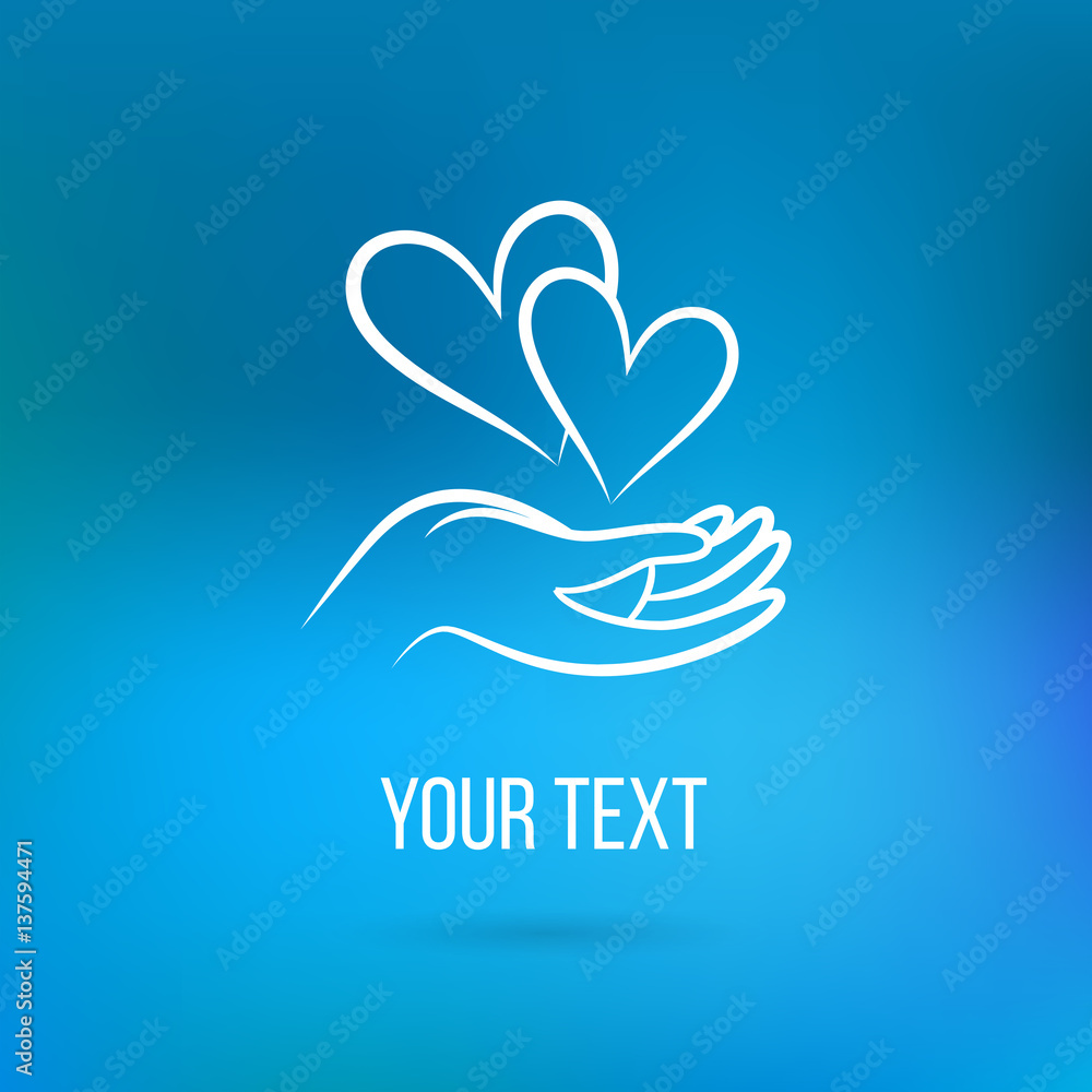 Obraz premium Logo with hands and hearts