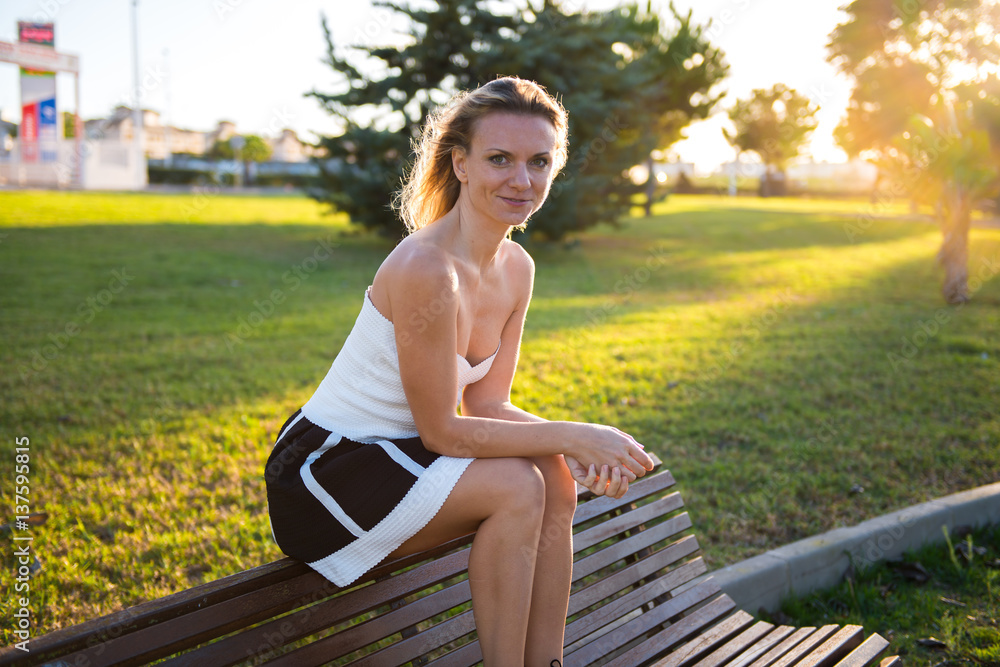 Beautiful blonde russian girl in the park Beautiful blonde russian girl in the park