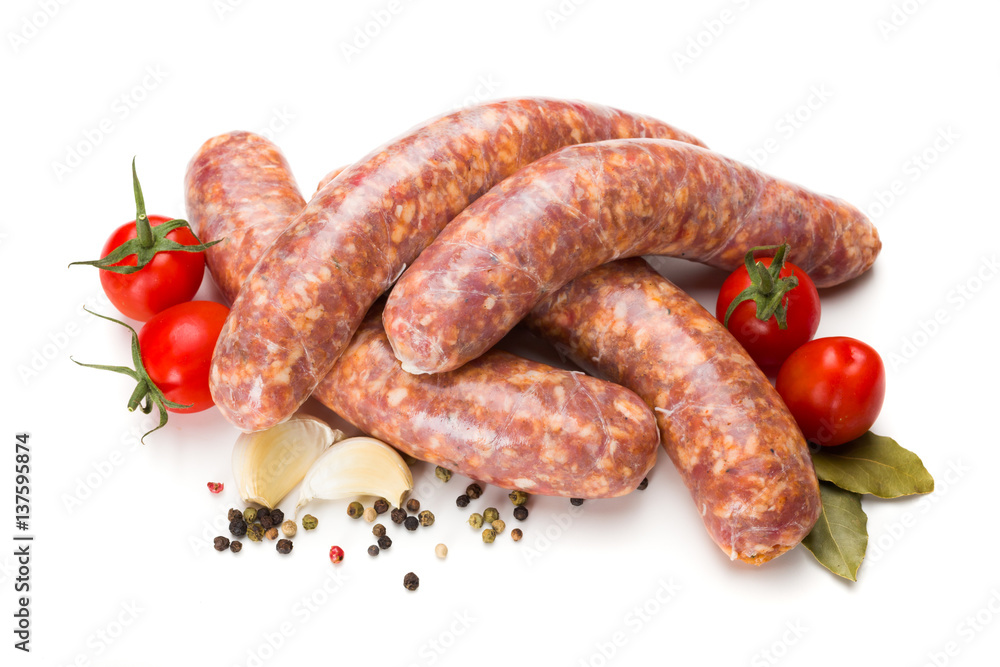 Homemade traditional thick pork sausages