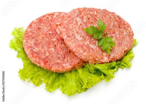 Raw beef and pork hamburger meat