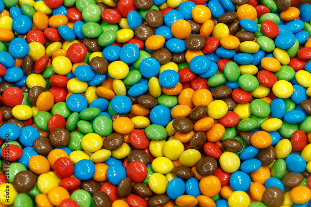 Colorful sugar covered chocolate candy Colorful sugar covered chocolate candy