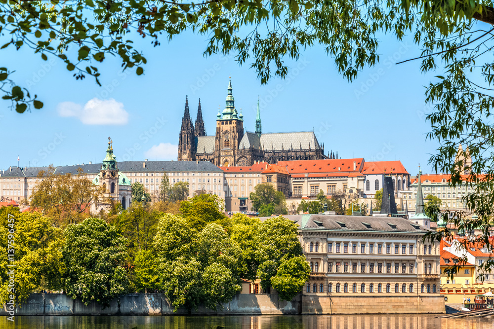 Cityscape of Prague with Saint Vitus Cathedral, Czech Republic
