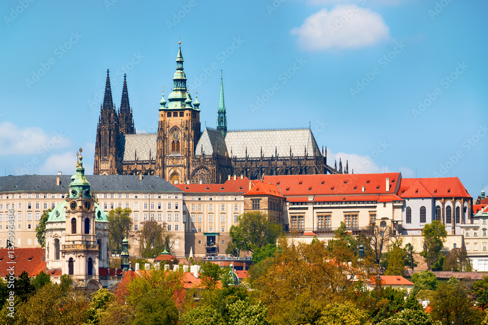 Cityscape of Prague with Saint Vitus Cathedral, Czech Republic