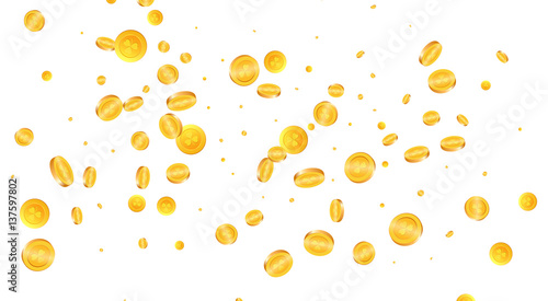 Gold coins banner for St. Patrick`s Day. Saint Patrick`s Day vector coins.
