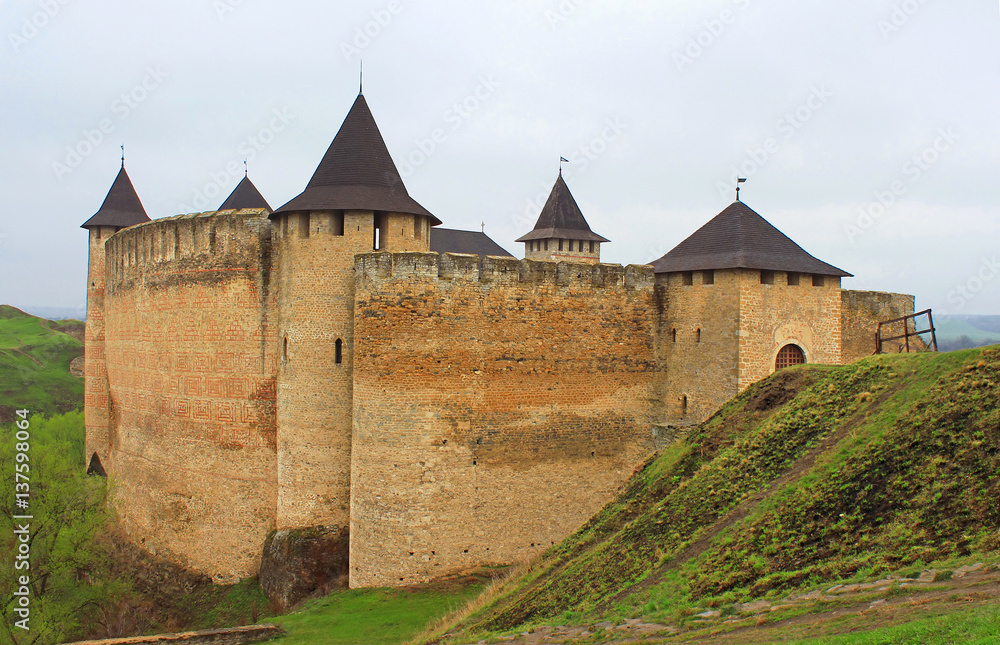 View of Khotyn fortress, Western Ukraine (XIII century)