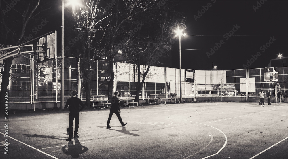 Fototapeta premium Retro Look of the Basketball Court