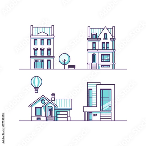 Set of houses. Vector illustration.