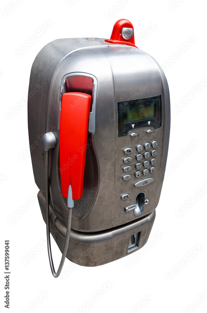 Public payphone isolated on white background Public payphone isolated on white background