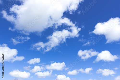 Blue sky with clouds. Cloudy blue sky.