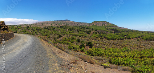 A gravel road to the Sabinar in El Hierro. Canary island, Spain