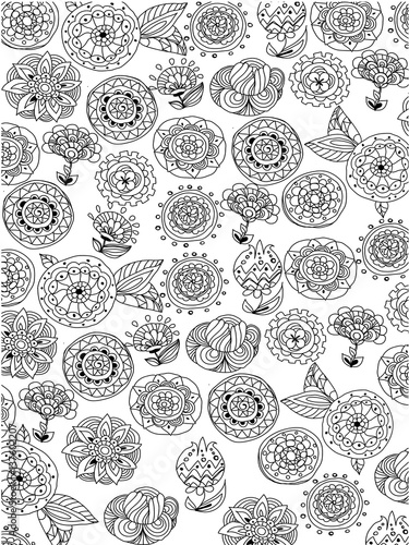 beautiful floral contour and monochrome background,coloring
