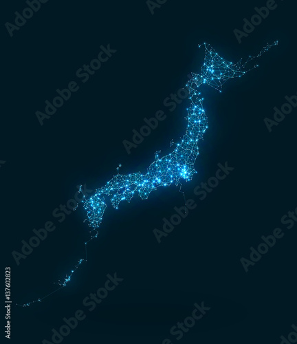 Abstract telecommunication network map - Japan