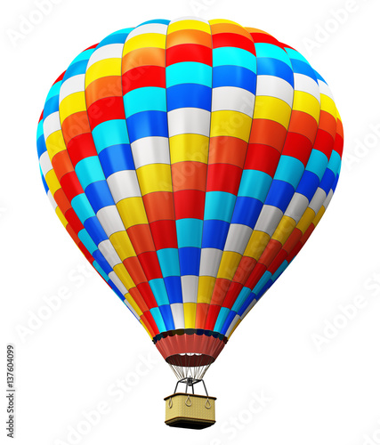 Color hot air balloon isolated on white background