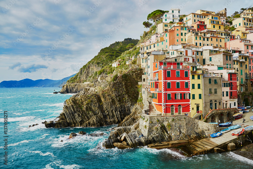Riomaggiore with its colorful buildings. Cinque Terre, Liguria, Italy