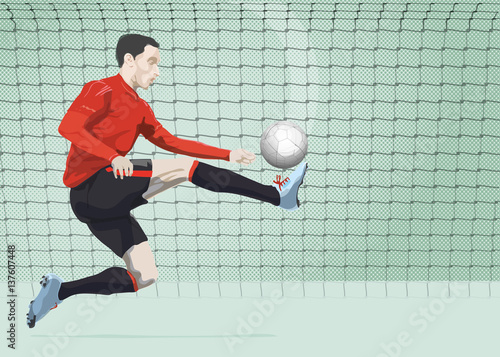 Football player goal attempts finishing the play
