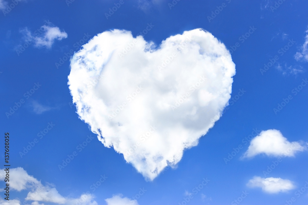 Heart shape clouds - Blue Sky Background. love concept. Stock Photo | Adobe  Stock