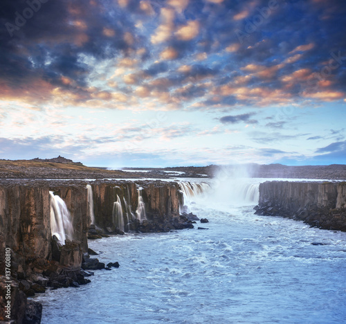 Fantastic views of Selfoss waterfall in the national park Vatnaj