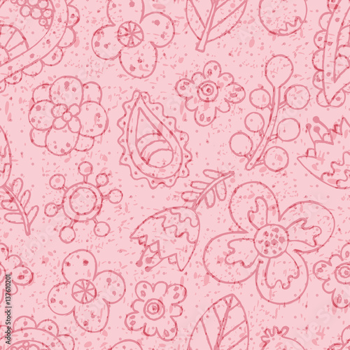 Floral seamless pattern. Can be used for creating card, wallpaper and textile. Flower contour