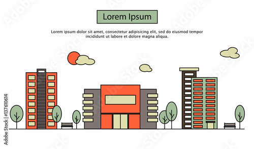 modern street scenery in flat design style