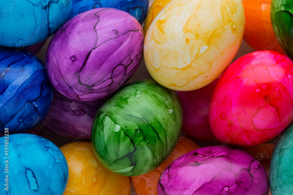 Easter eggs painted in colors on a white background. Easter eggs painted in colors on a white background.