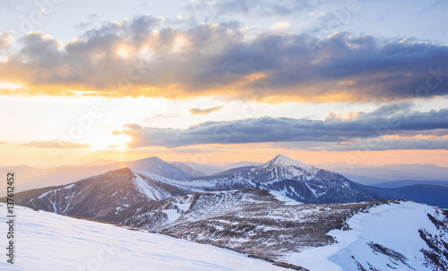Mysterious winter landscape majestic mountains © standret