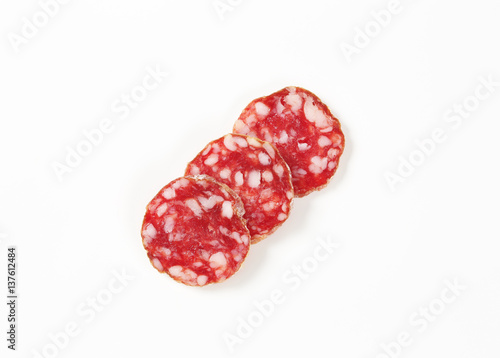 French dry cured sausage slices