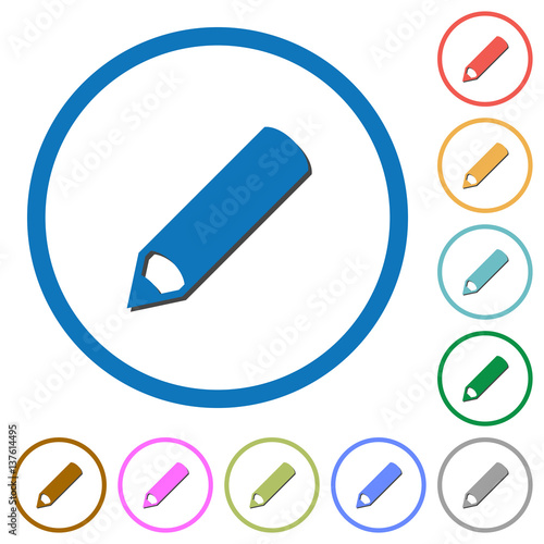 Pencil icons with shadows and outlines