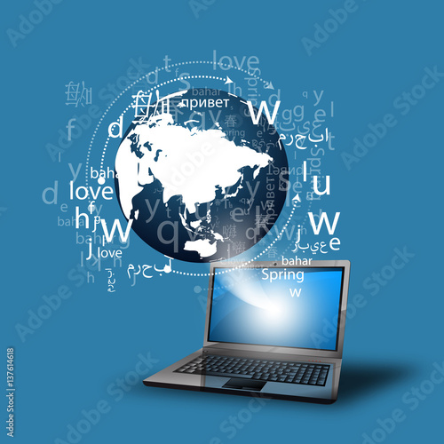 language learning through the internet vector