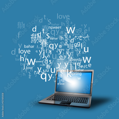 language learning through the internet vector