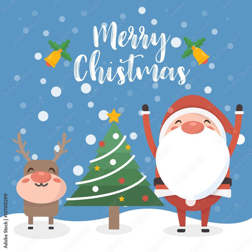 Santa and Reindeer with Christmas tree Santa and Reindeer with Christmas tree